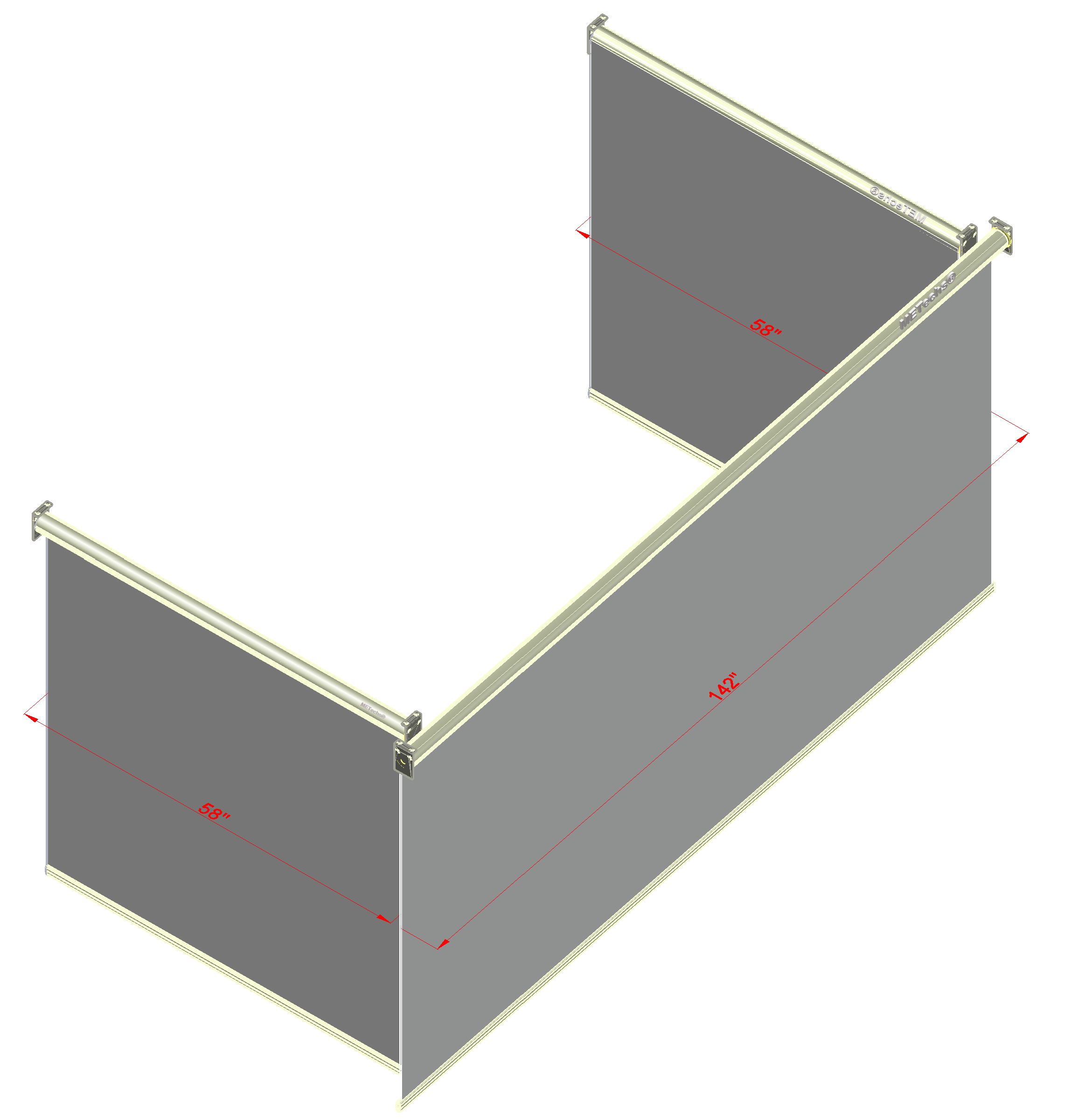 METechs Golf impact screen customized design typical U shape configuration.png